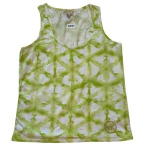 Michael Kors lime Green Tie-Dye Sleeveless Tank Top women’s XL rhinestone logo